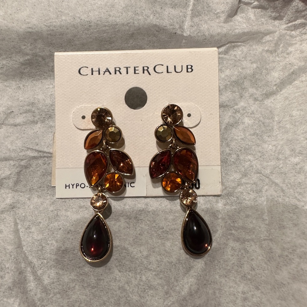 ✅New Charter Club mixed stone fashion earrings, NWT - Picture 2 of 2